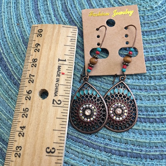 Boho Fall Dangle Drop Colorful Indian Earrings - Picture 7 of 8